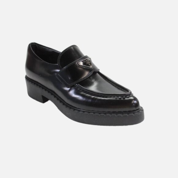 Prada Triangle Logo Loafers Pointed Shoes 39 9 - Picture 1 of 11